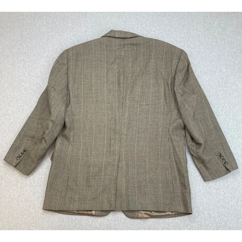 Jos A Bank Blazer Mens 46R Windowpane Houndstooth 100% Wool Single Breast